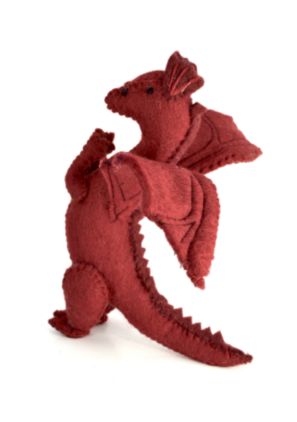 Dollhouse Play - Wool Felted DRAGON, Green