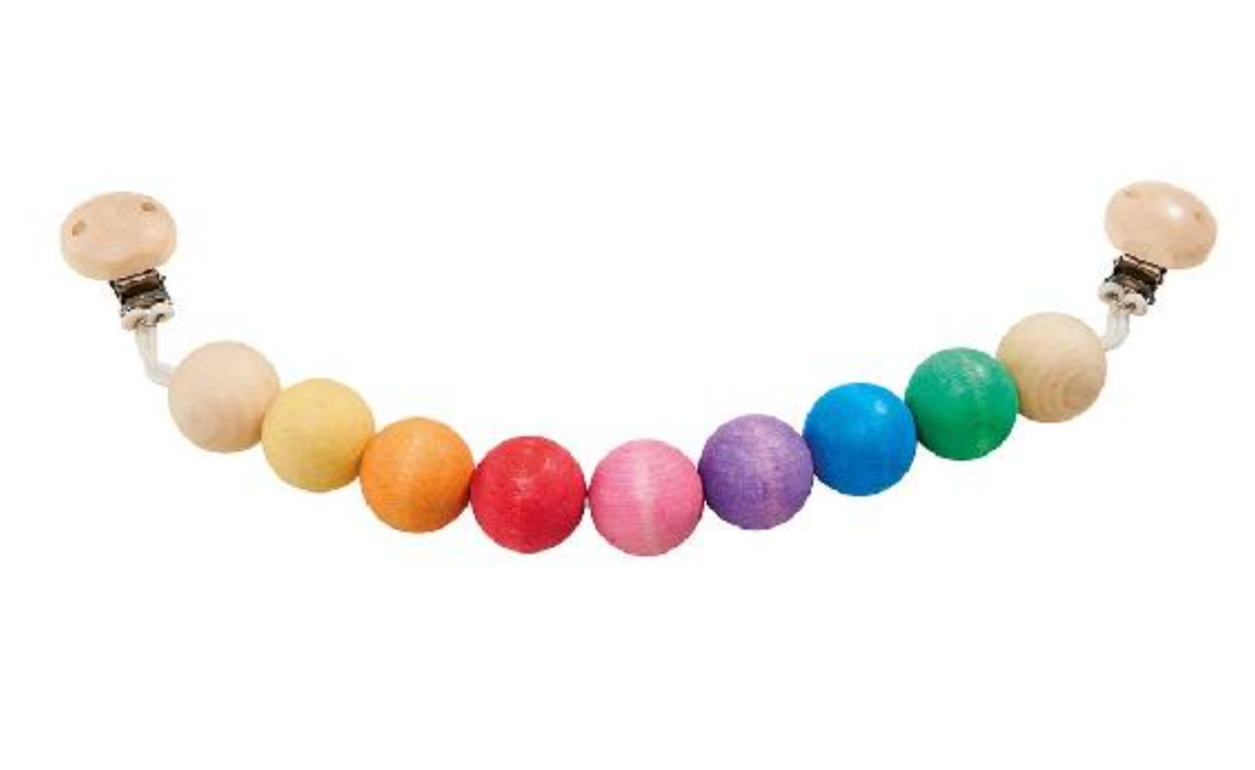 Wooden Toy, Baby - PRAM/STROLLER CHAIN, in Pastel colours