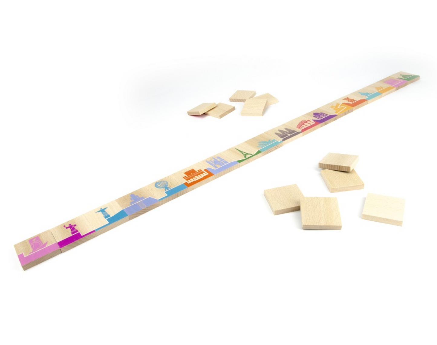 Ensemble de jeu familial en bois - DOMINO DU MONDE