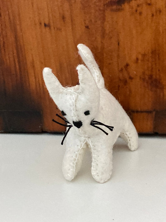 Dollhouse Soft Toy - Wool Felt CAT, White