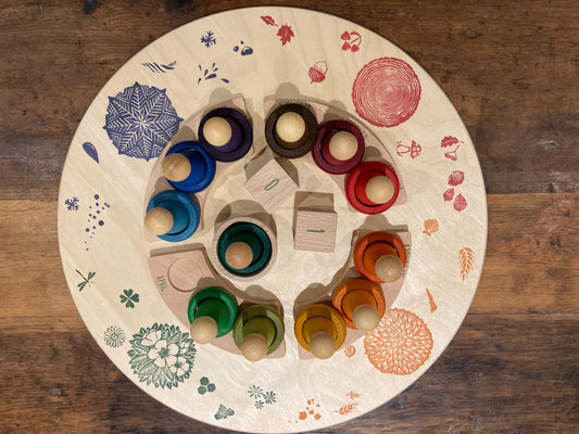 Educational Wooden CIRCULAR CALENDAR with FOUR SEASON RING, in ENGLISH