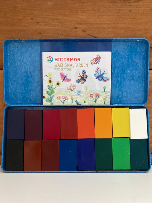 Beeswax, Art - BLOCK CRAYONS TIN CASE of 16 COLOURS