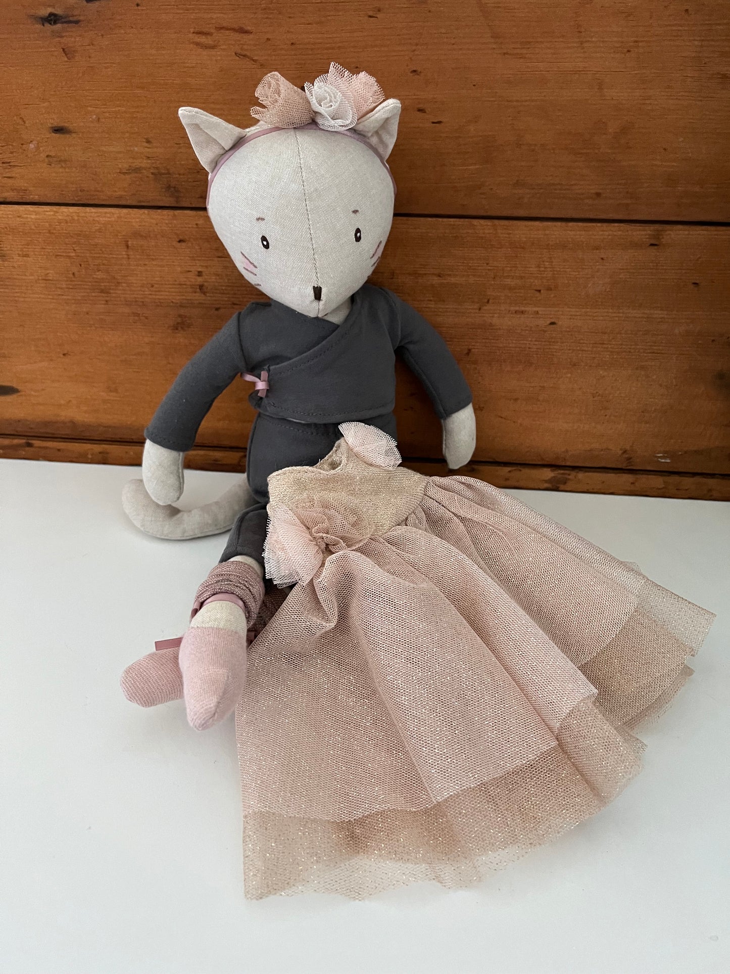 Soft Doll - RAG CAT DOLL, with TUTU and WARDROBE CASE, 14 inches