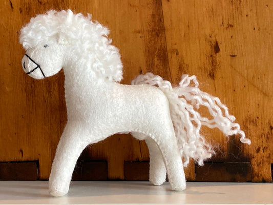 Dollhouse Soft Toy - Wool Felt WHITE HORSE