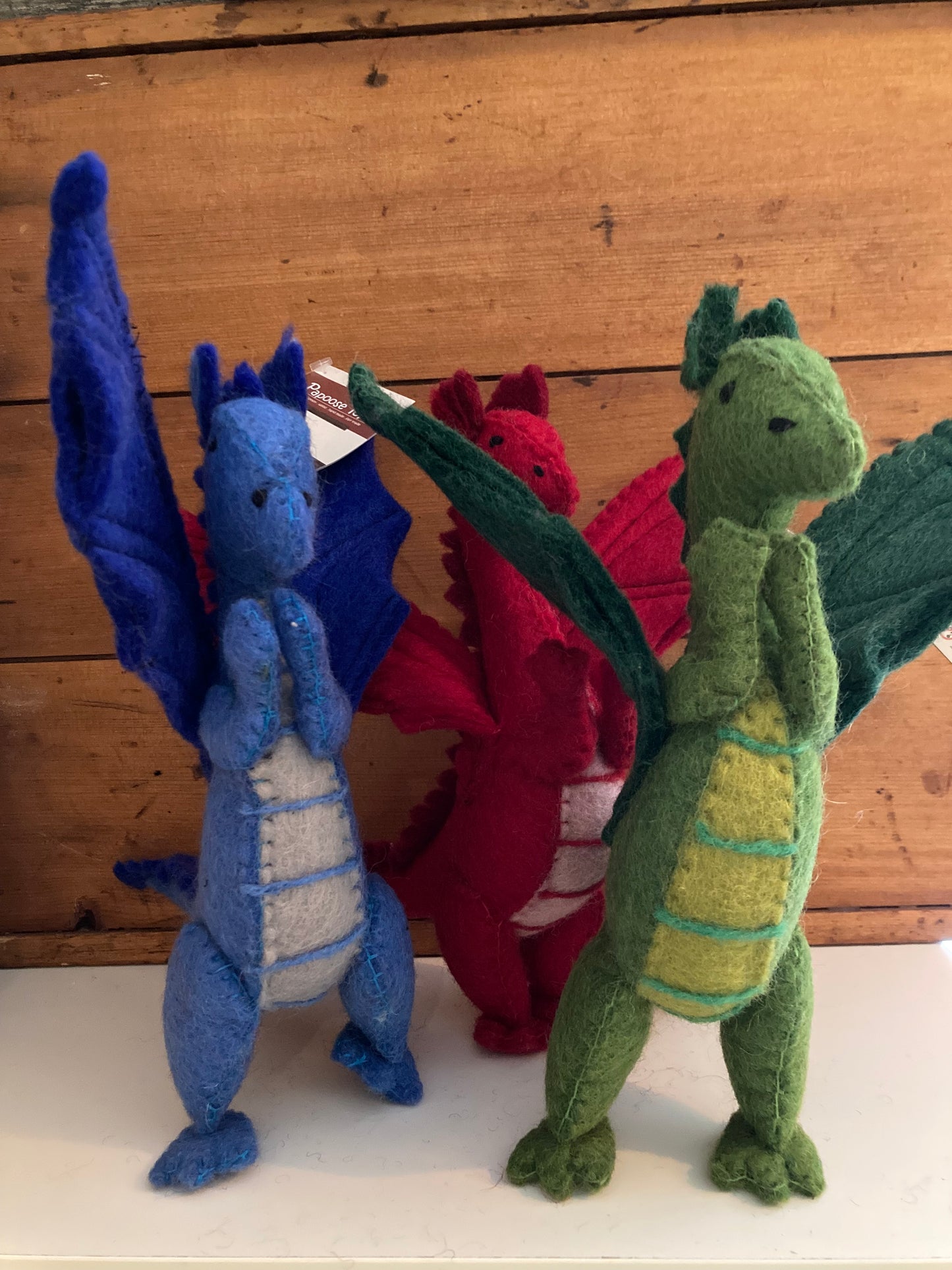 Dollhouse Soft Toy - Wool Felted DRAGON, Red