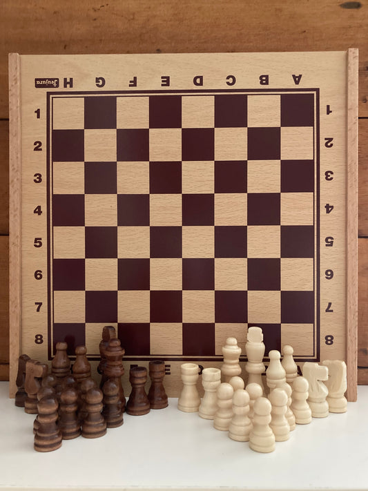 Wooden CHESS & CHECKERS BOARD SET