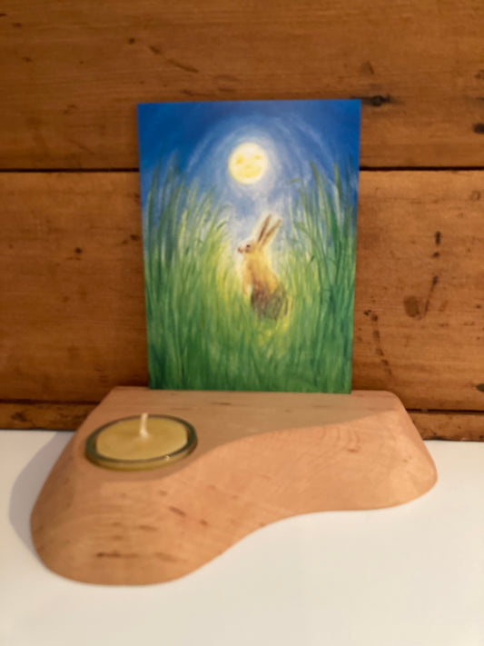 CARD STAND with Tea Light Beeswax Candle