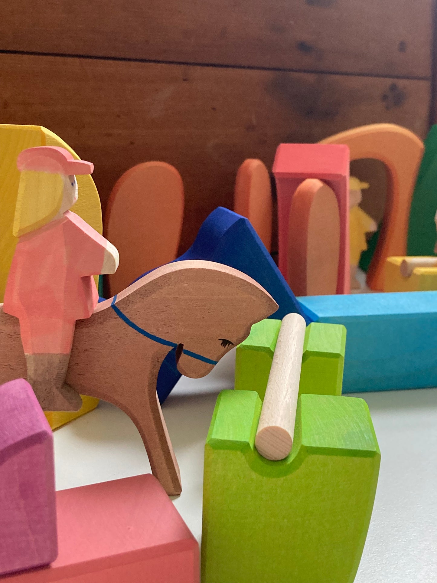 Wooden Toy - RAINBOW RIDER FARM SET by Ostheimer