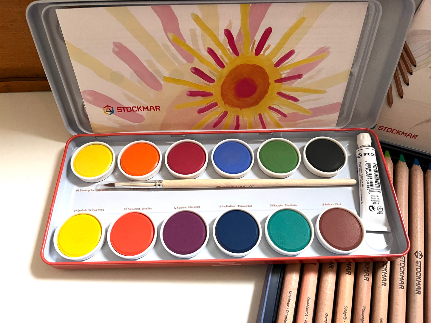 Art Set by Stockmar - 18 Coloured Pencils, 12 Watercolour Paints & Drawing Pad