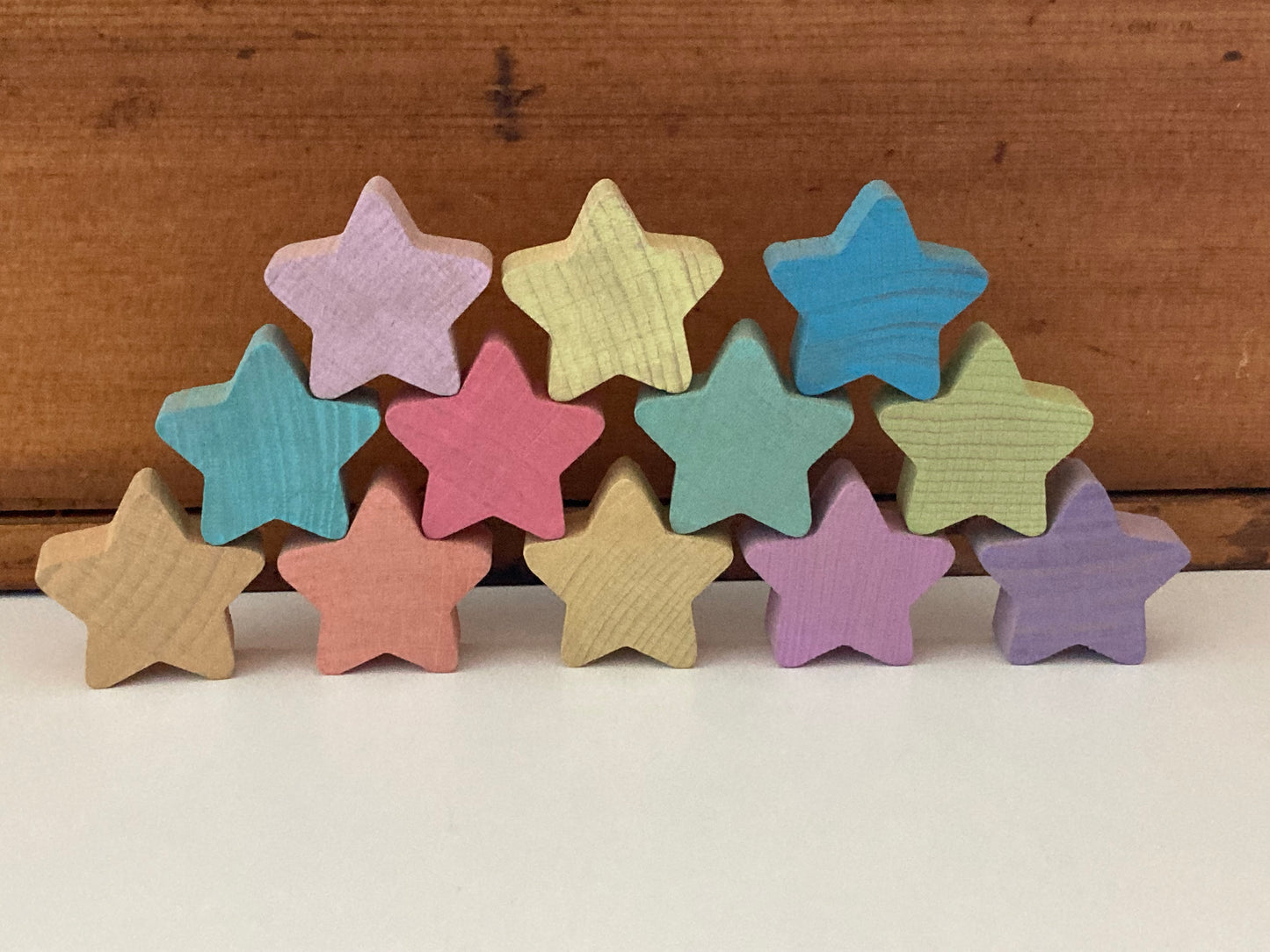 Wooden Toy - PASTEL STARS, 12 stars!
