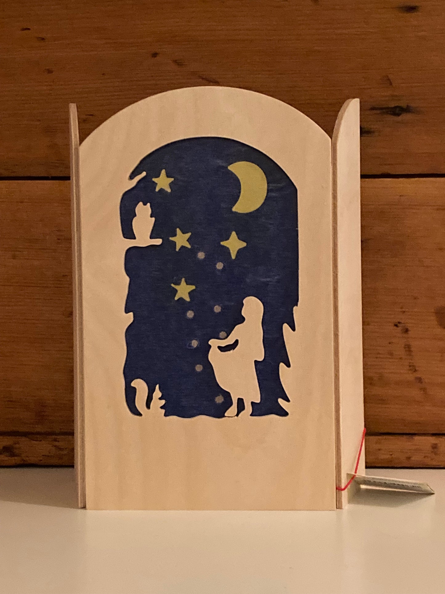Carved Wood and Tissue Paper Silhouette - FALLING STARS