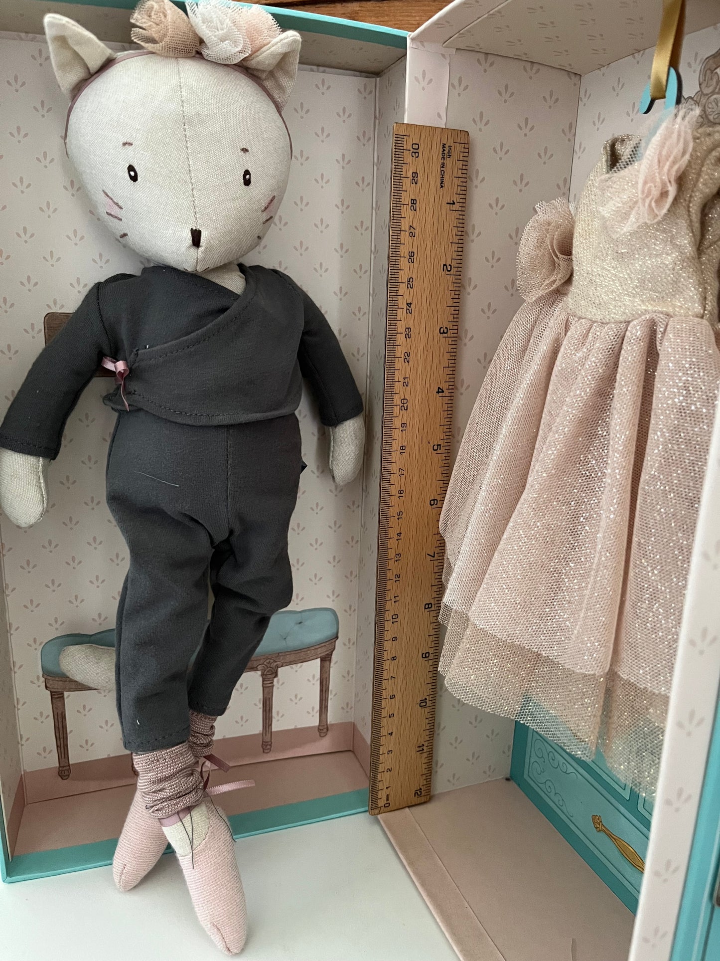 Soft Doll - RAG CAT DOLL, with TUTU and WARDROBE CASE, 14 inches