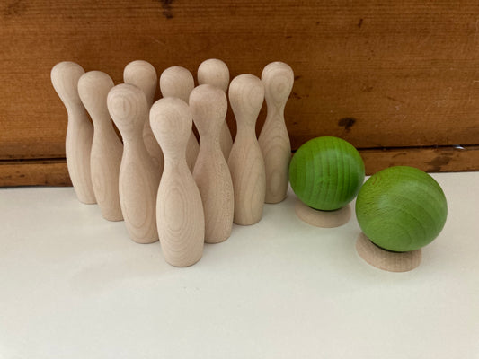 Ensemble de jeu familial en bois - BOWLING pour l'INTÉRIEUR... mini-taille !