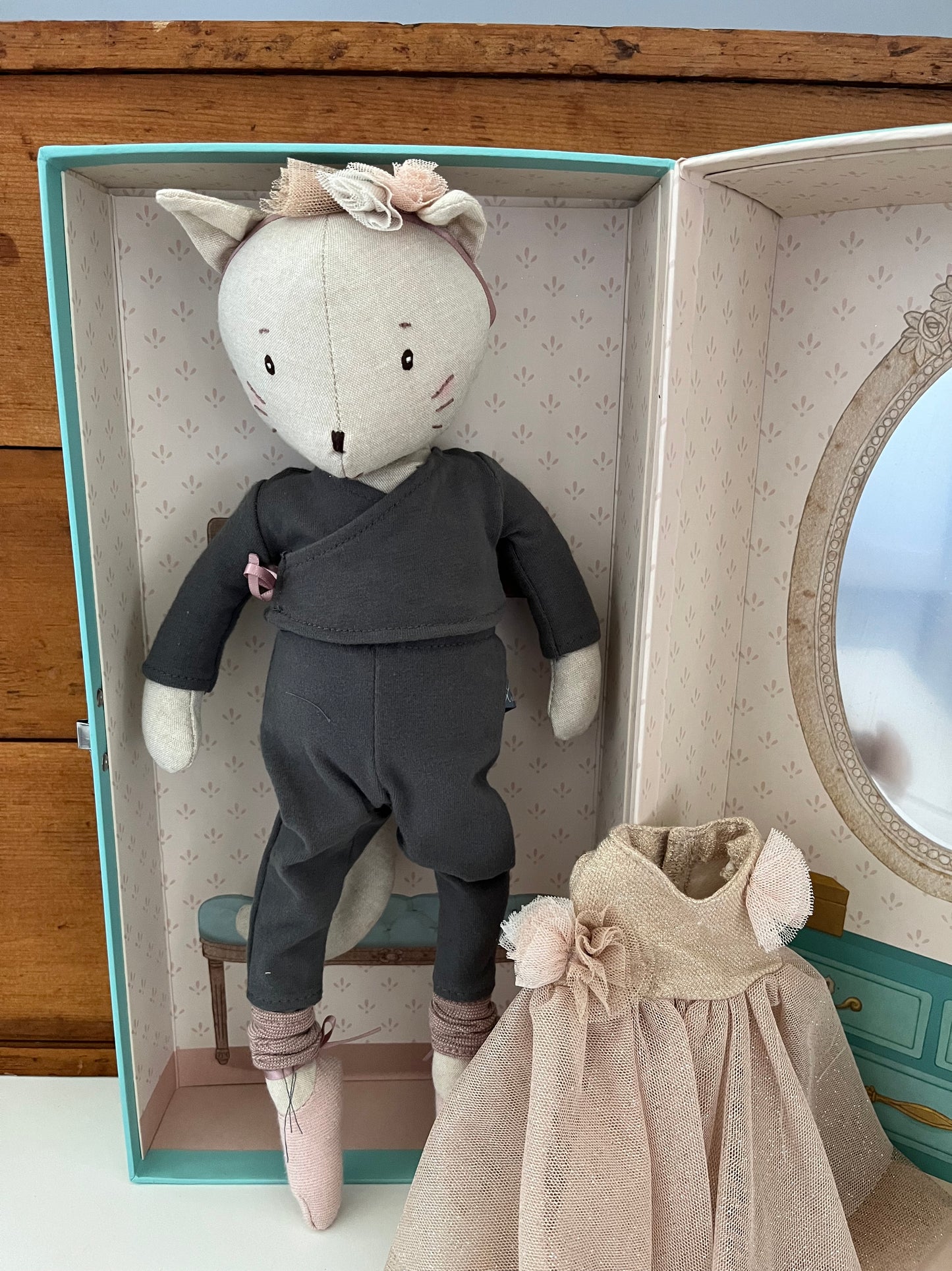 Soft Doll - RAG CAT DOLL, with TUTU and WARDROBE CASE, 14 inches
