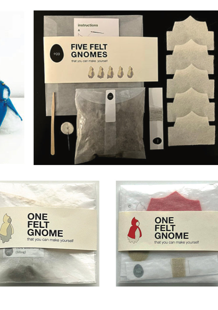 Crafting Kits - Felt GNOMES , makes 1 Gnome in a choice of 6 colours!