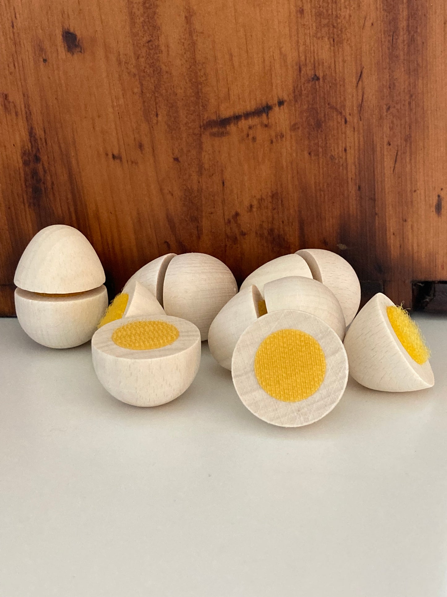 Kitchen Play Food - Wooden EGGS..."can be sliced in half!"