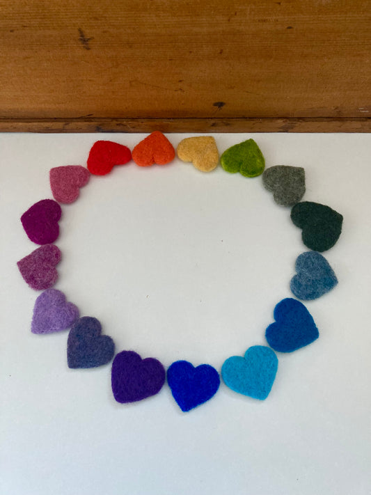 Coastal Felting WOOL HEARTS! … choice of 12 colours!