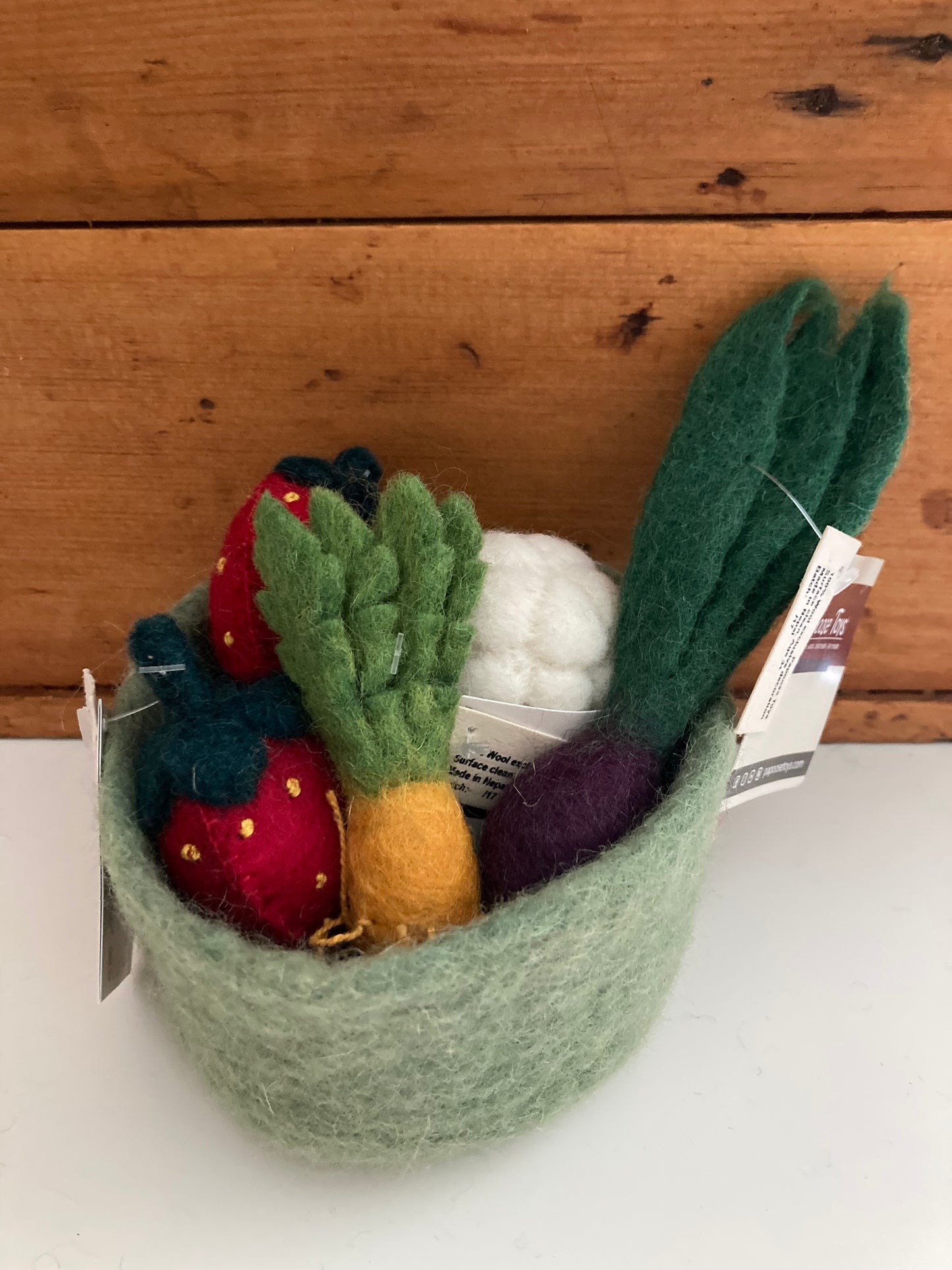Kitchen Play Food - Wool Felted FRUIT AND VEGETABLE BOWL Set, Small size
