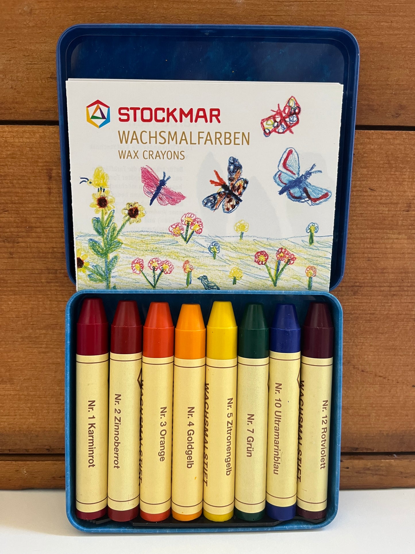 Beeswax, Art - STICK CRAYONS TIN CASE of 8 WALDORF SCHOOL COLOURS