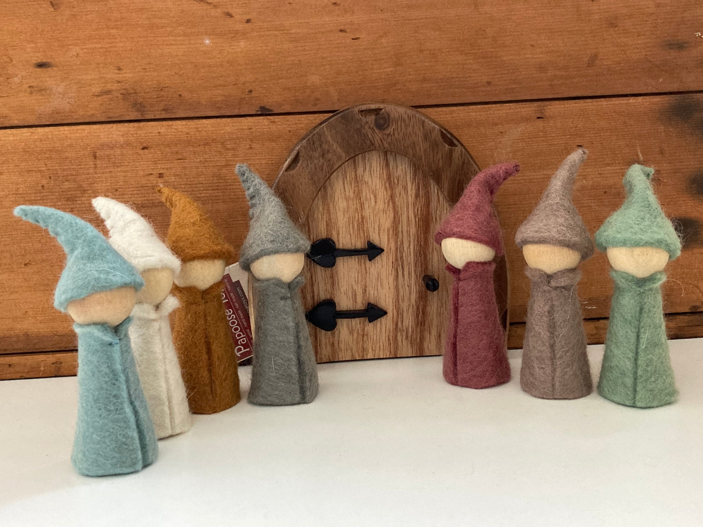 Wooden Toy for Dollhouse Play - EARTH GNOMES, all 7!
