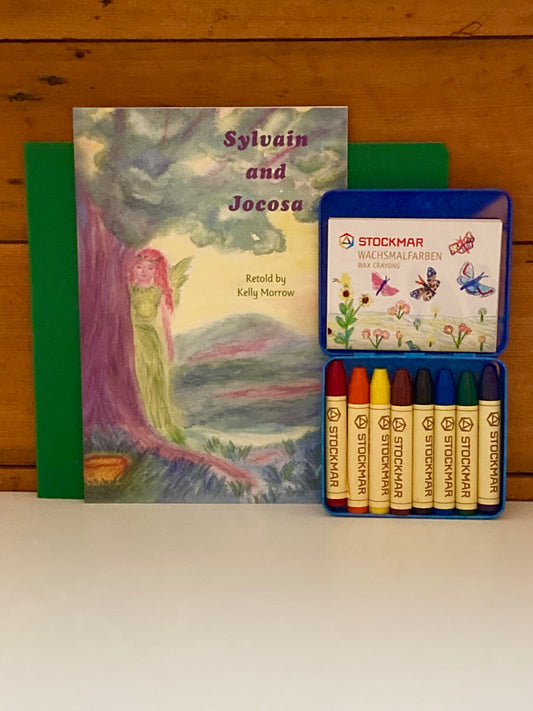 Art Set - AN EARLY READER, TIN OF 8 STICK BEESWAX CRAYONS and DRAWING BOOK