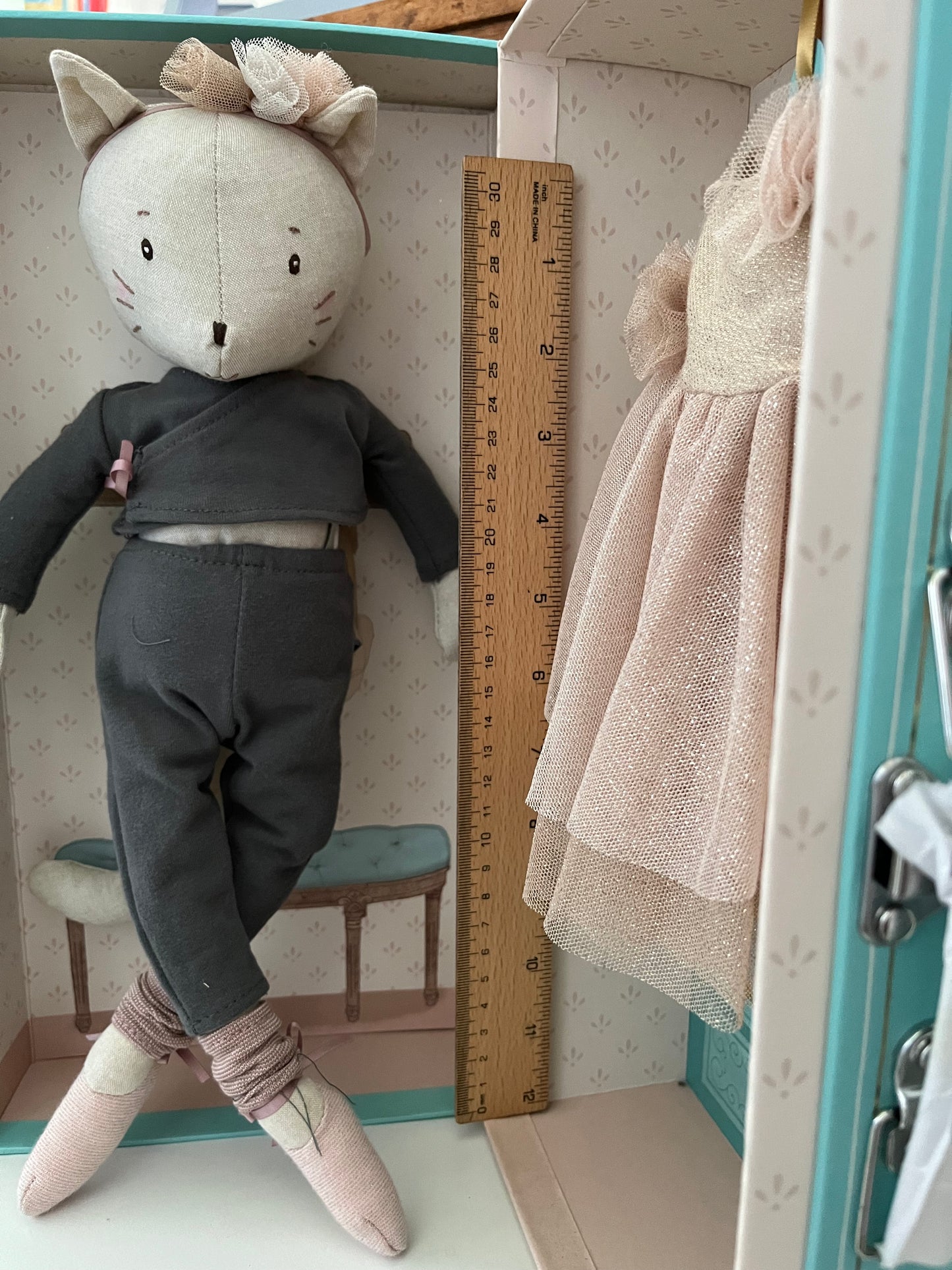 Soft Doll - RAG CAT DOLL, with TUTU and WARDROBE CASE, 14 inches