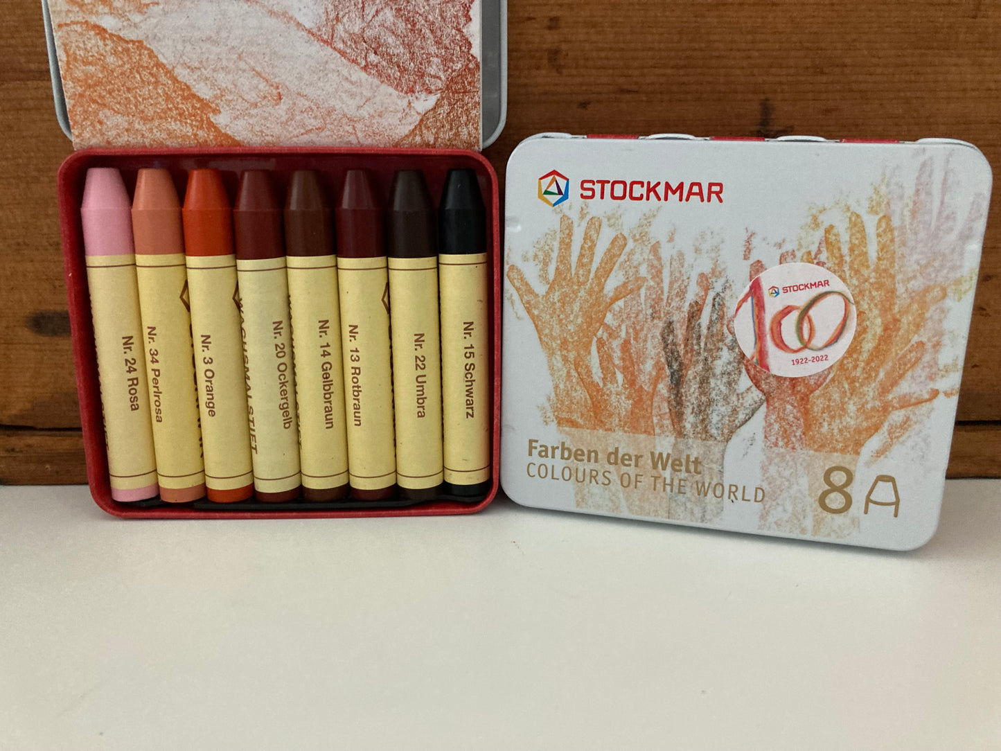 Beeswax, Art - NEW! COLOURS OF THE WORLD! 8 STICK CRAYONS in a Tin