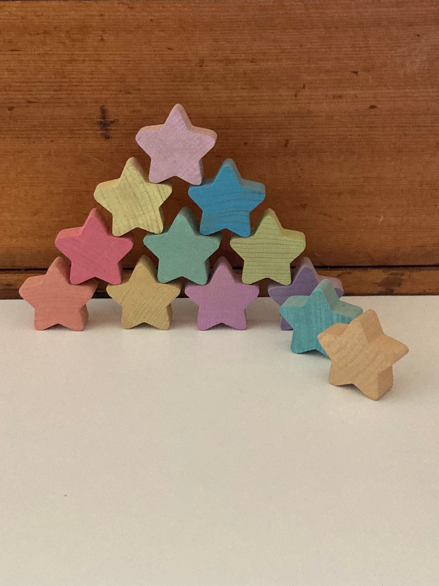 Wooden Toy - PASTEL STARS, 12 stars!