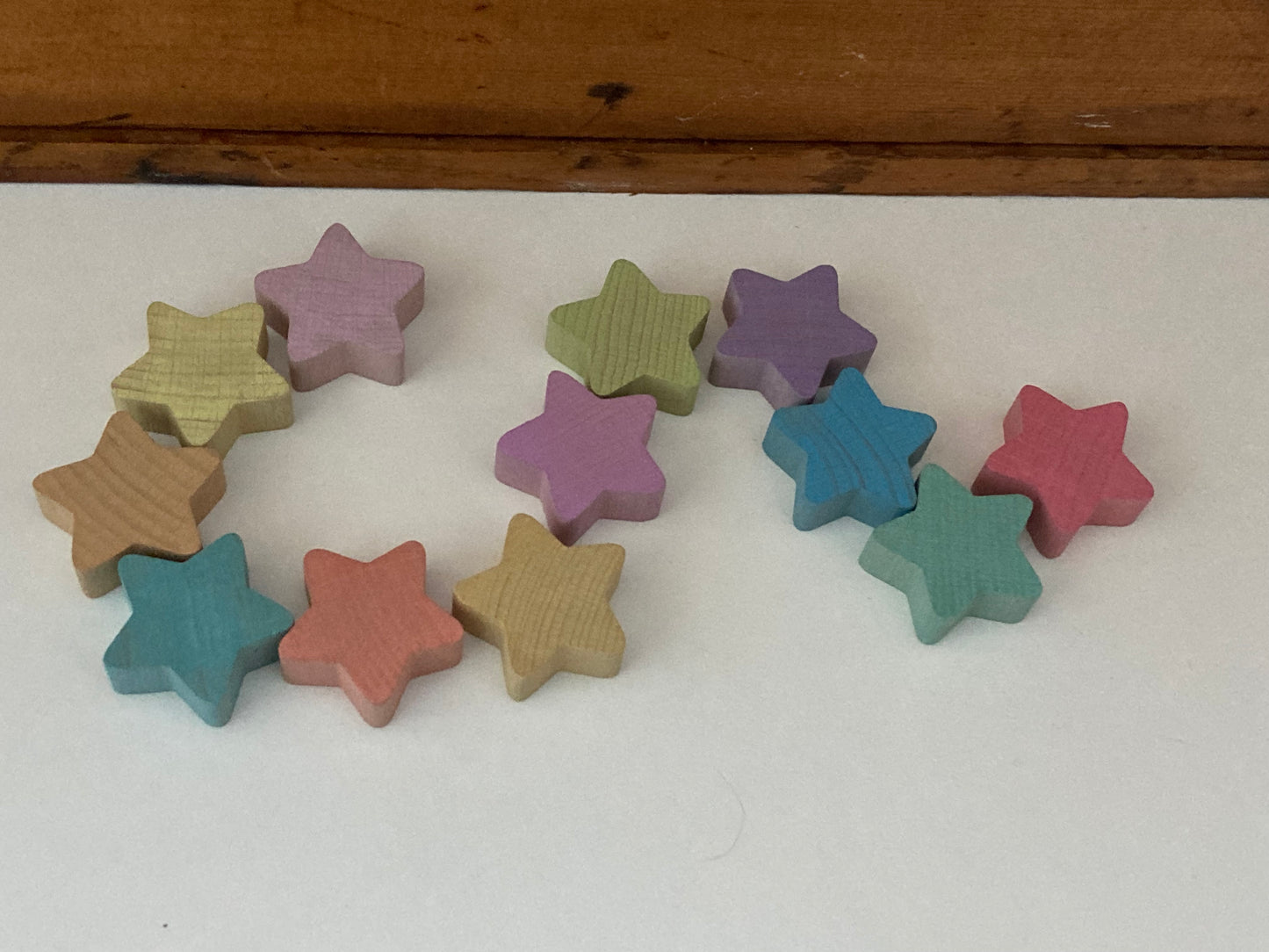 Wooden Toy - PASTEL STARS, 12 stars!