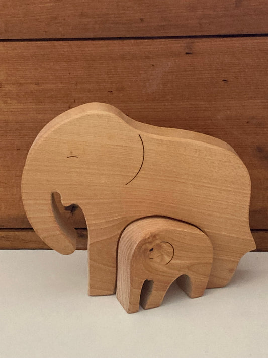 Jouet en bois - MAMA ÉLÉPHANT ET BÉBÉ, 2 pièces !