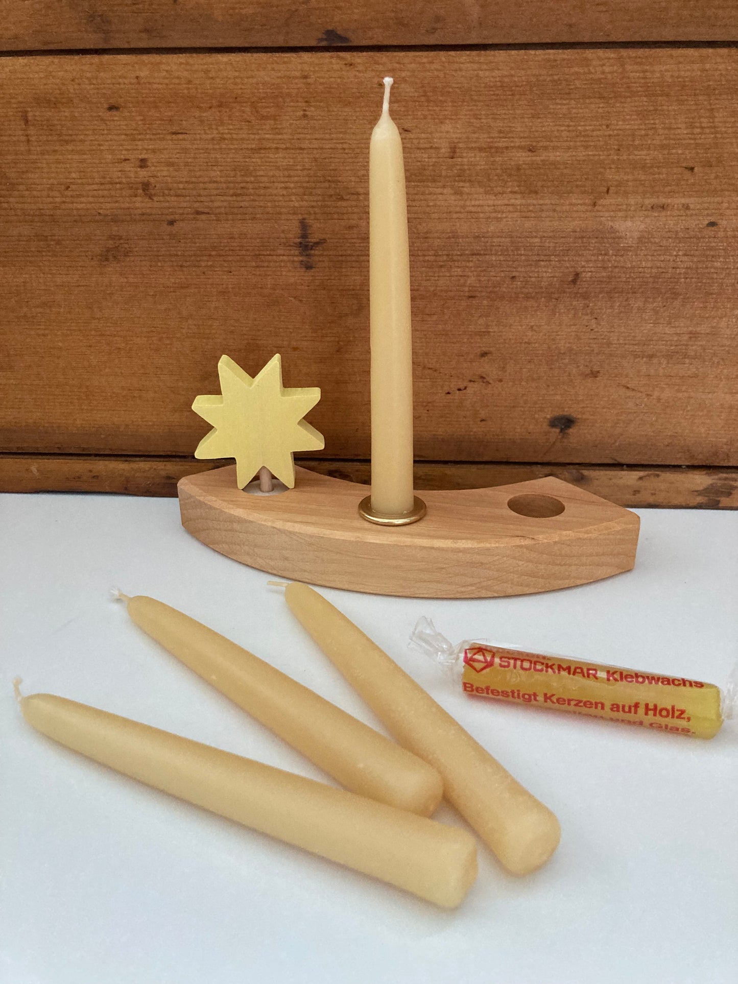 Beeswax Candles - Small 100%NATURAL BEESWAX CANDLES for Tissue Paper Silhouette Wooden Stand & all Deco by Grimm's Rings (Box of 20 candles)