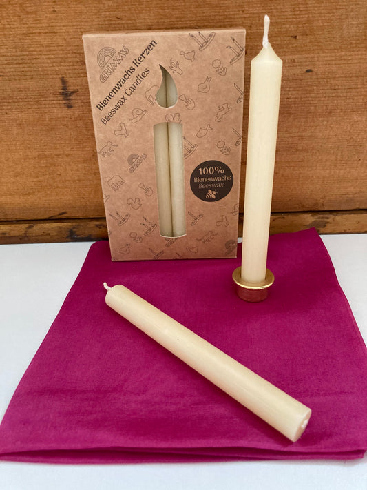 Bougies en cire d'abeille - CRÈME IVOIRE petites 100% cire d'abeille, boîte de 12 !
