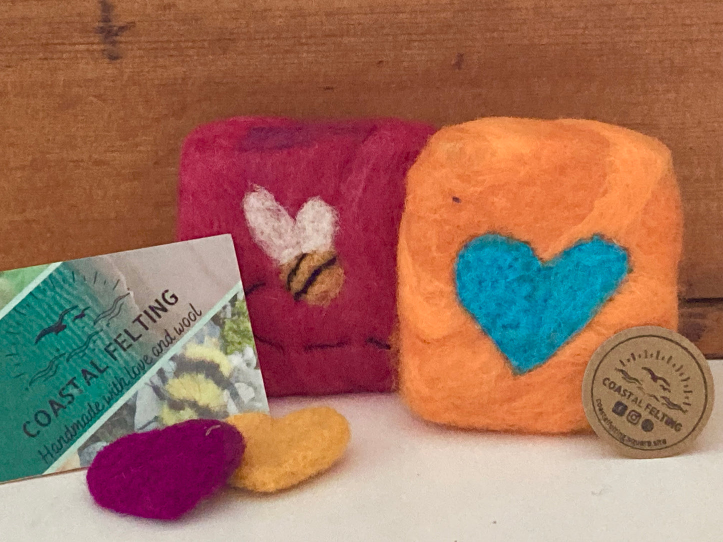 Coastal Felting WOOL HEARTS! … choice of 12 colours!