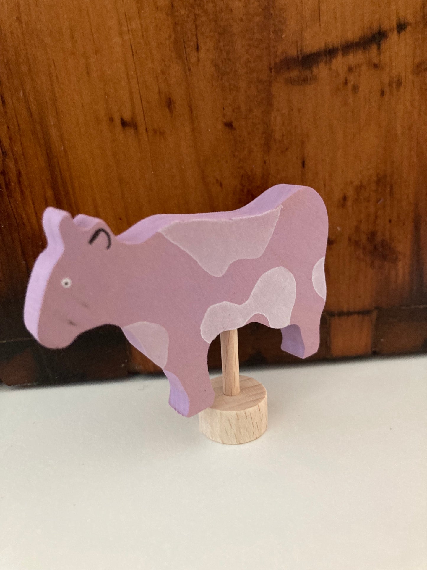 Déco en bois par Grimm's - VACHE en rose