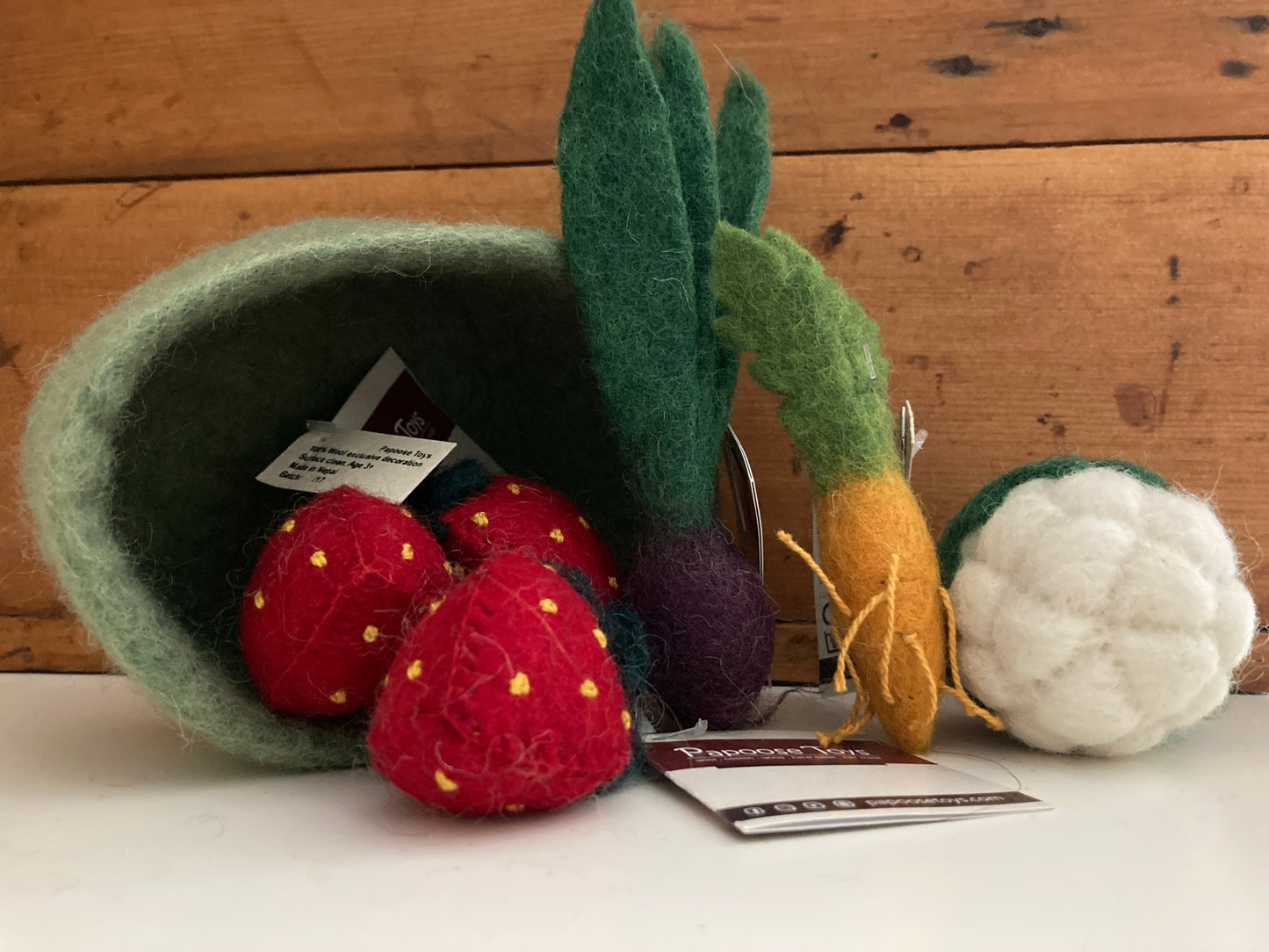 Kitchen Play Food - Wool Felted FRUIT AND VEGETABLE BOWL Set, Small size