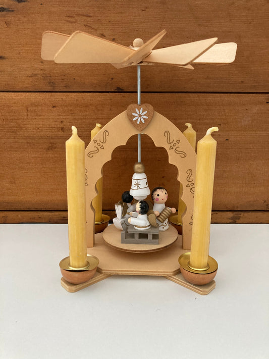 Beeswax Candle Wooden Carousel - ANGELS, with 4 Beeswax Candles!