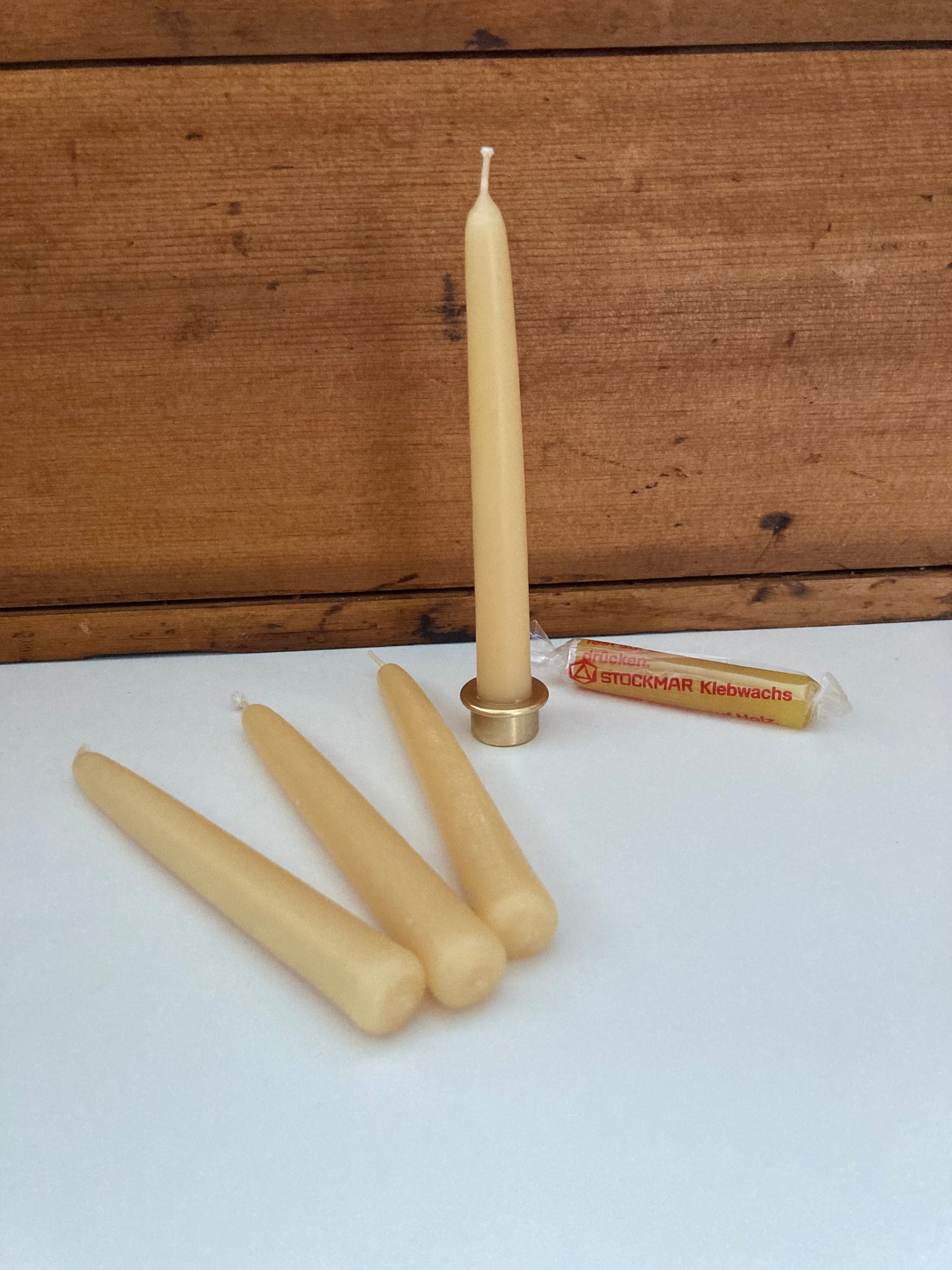 Beeswax Candles - Small 100%NATURAL BEESWAX CANDLES for Tissue Paper Silhouette Wooden Stand & all Deco by Grimm's Rings (Box of 20 candles)