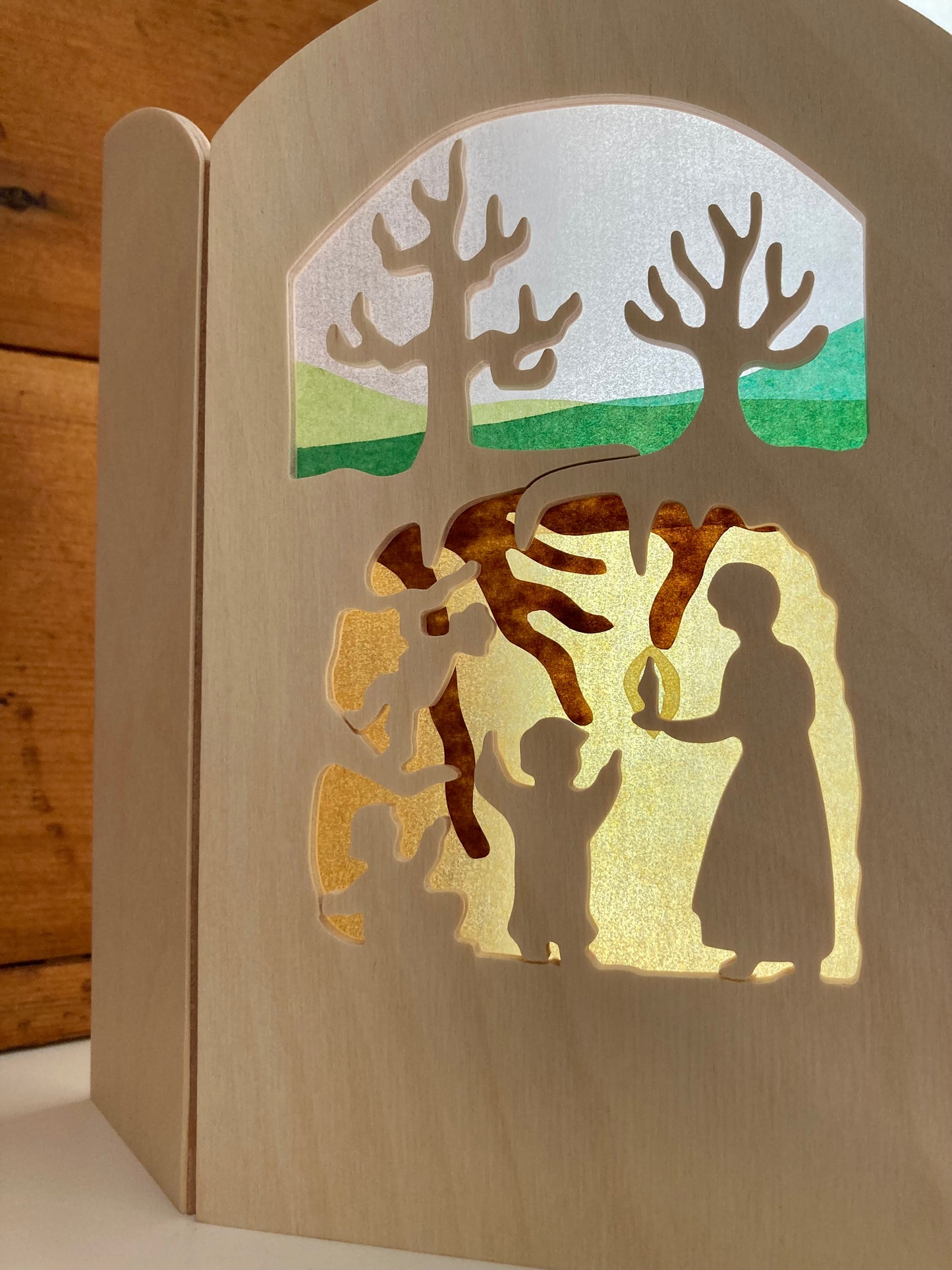 Carved Wood and Tissue Paper Silhouette - ROOT CHILDREN