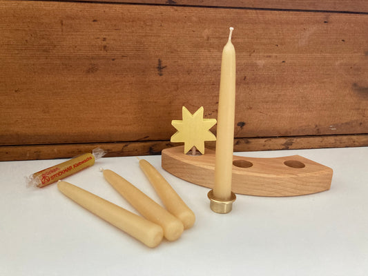 Beeswax Candles - Small 100%NATURAL BEESWAX CANDLES for Tissue Paper Silhouette Wooden Stand & all Deco by Grimm's Rings (Box of 20 candles)