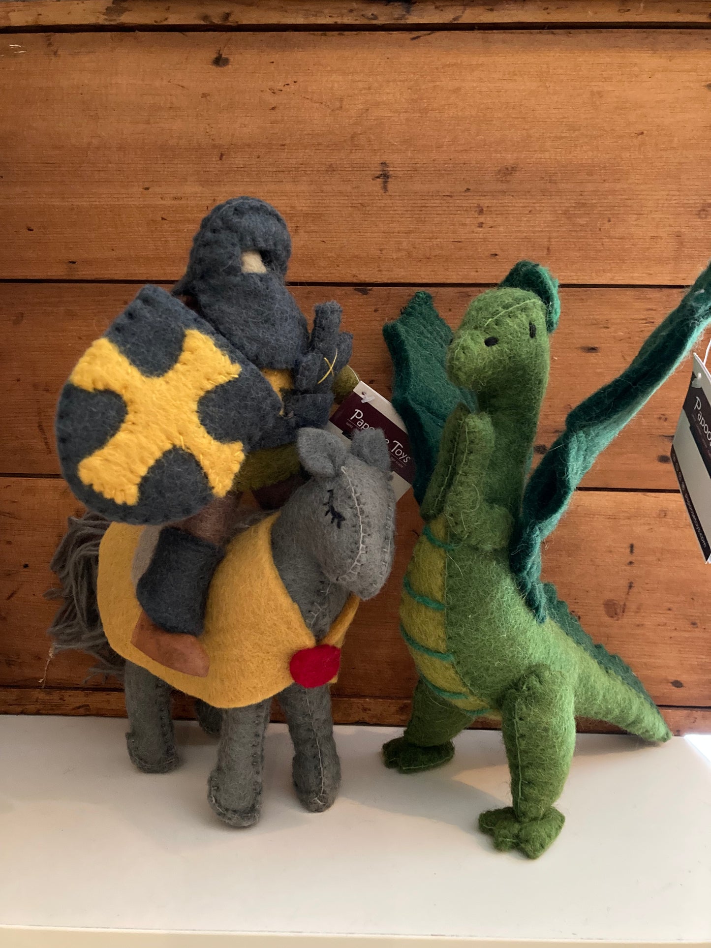 Dollhouse Soft Toy - FELTED KNIGHT IN ARMOUR ON BROWN HORSE