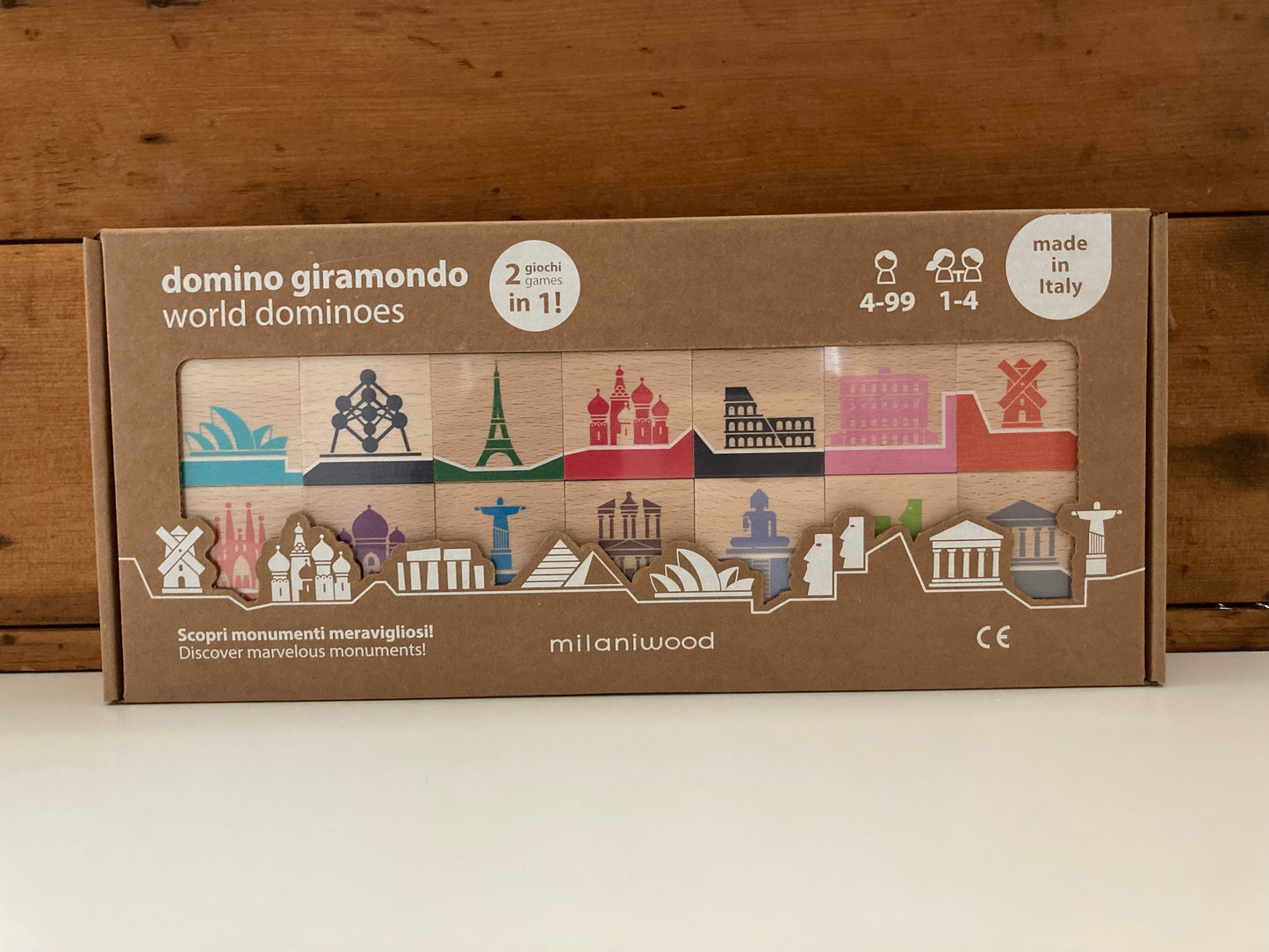Ensemble de jeu familial en bois - DOMINO DU MONDE