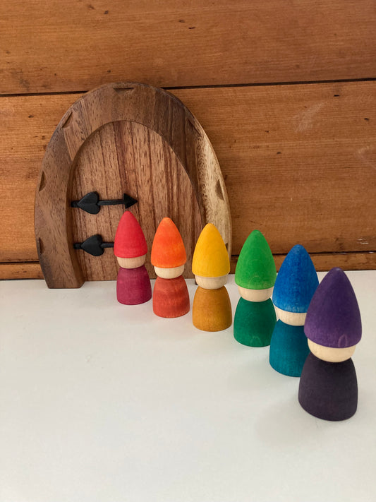 Wooden Toy by Grapat - RAINBOW TOMTENS, 6 pieces!