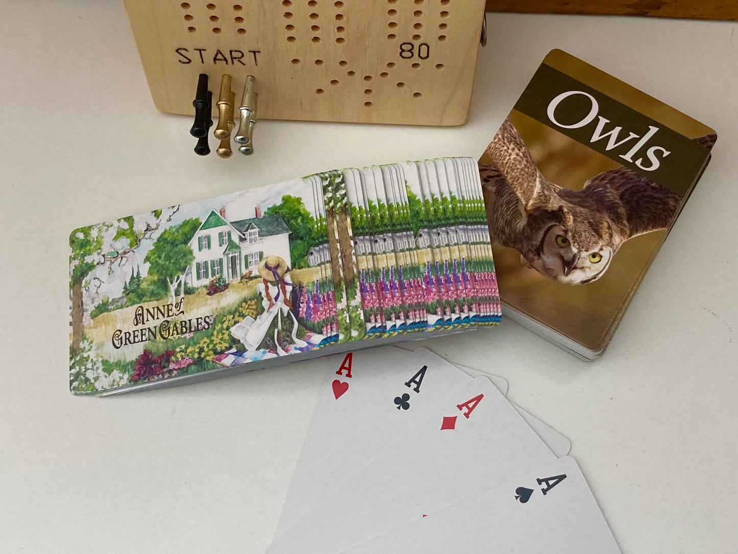Wooden Family Game Set - CRIBBAGE, Board & Deck of Cards - 2 choices!