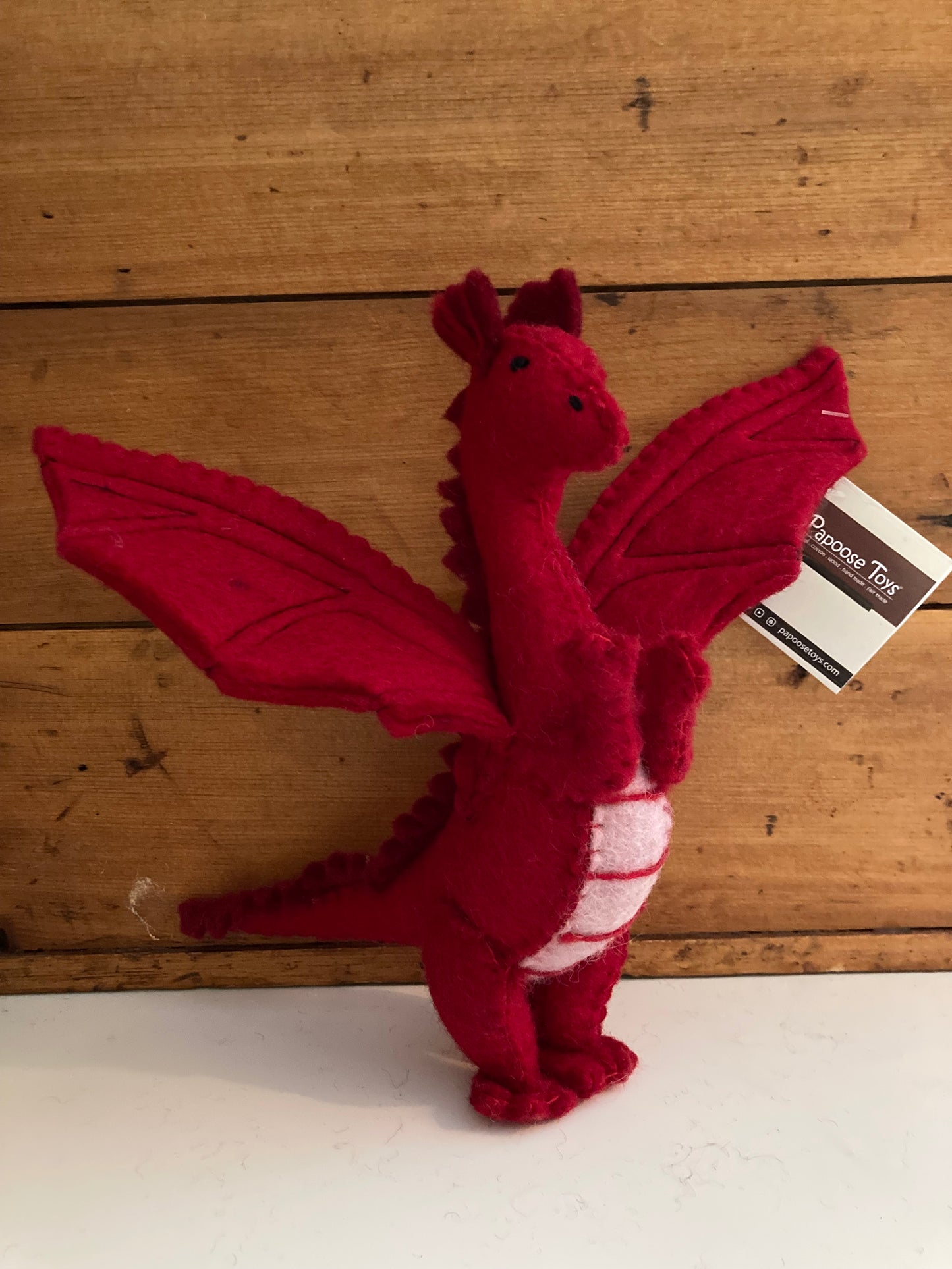 Dollhouse Soft Toy - Wool Felted DRAGON, Red