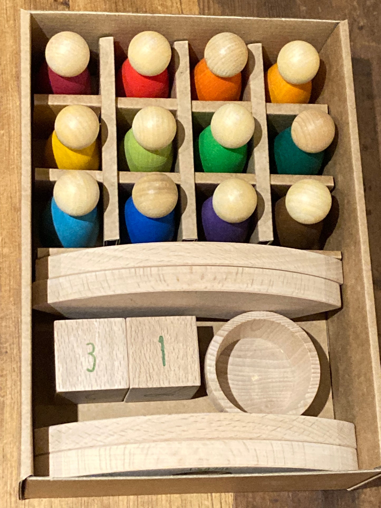 Educational Wooden CIRCULAR CALENDAR by Grapat, in ENGLISH