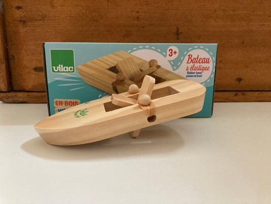 Jouet en bois - BATEAU À ÉLASTIQUE