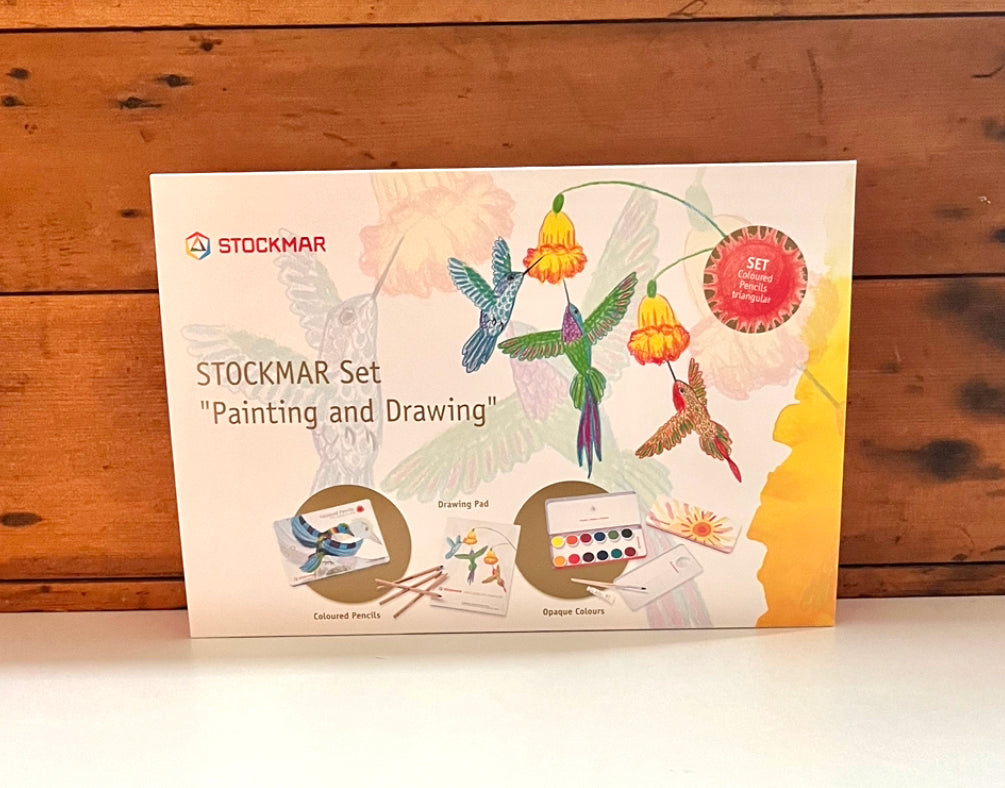 Art Set by Stockmar - 18 Coloured Pencils, 12 Watercolour Paints & Drawing Pad