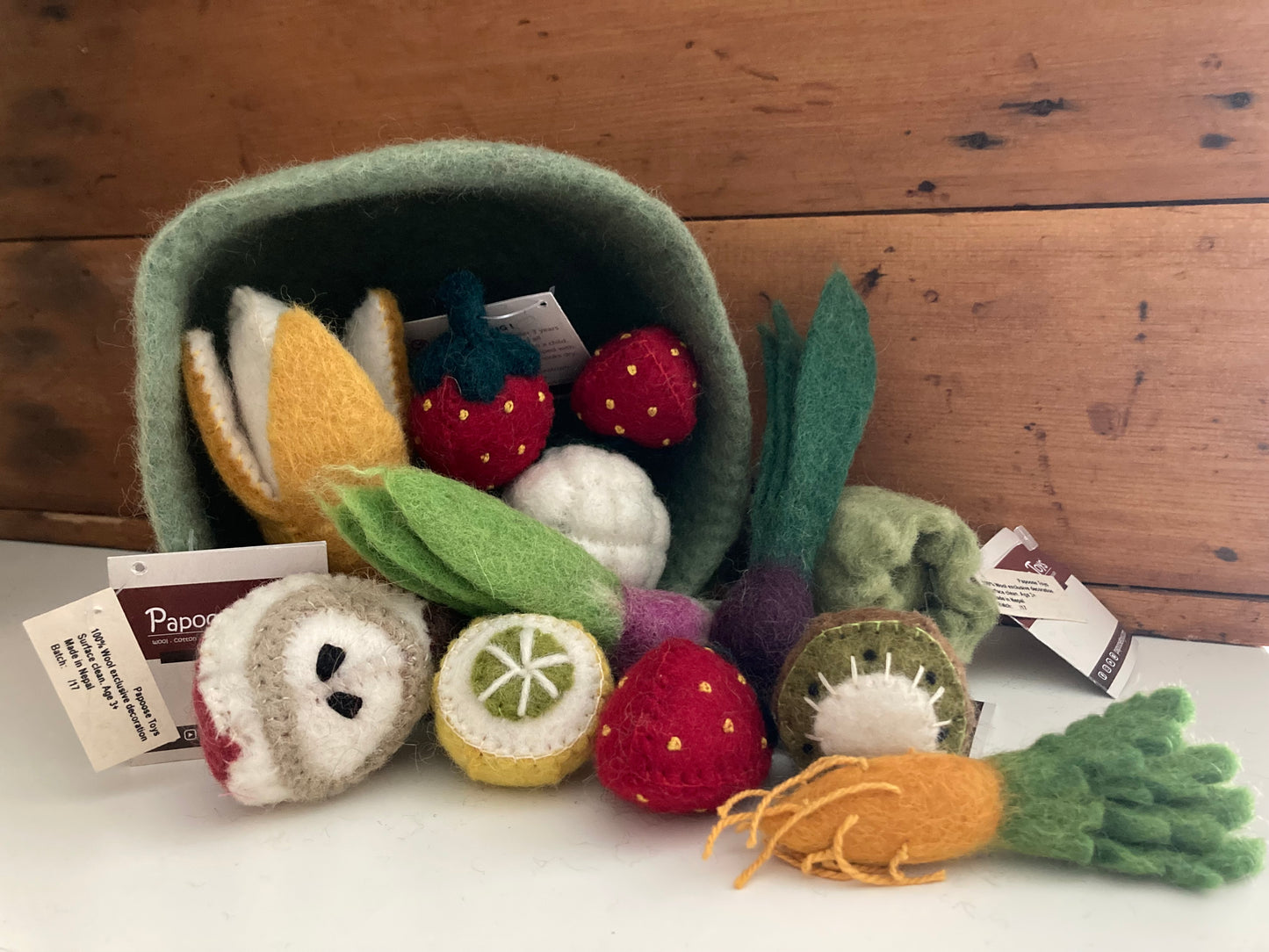 Kitchen Play Food - Wool Felted FRUIT AND VEGETABLE BOWL Set, Medium size