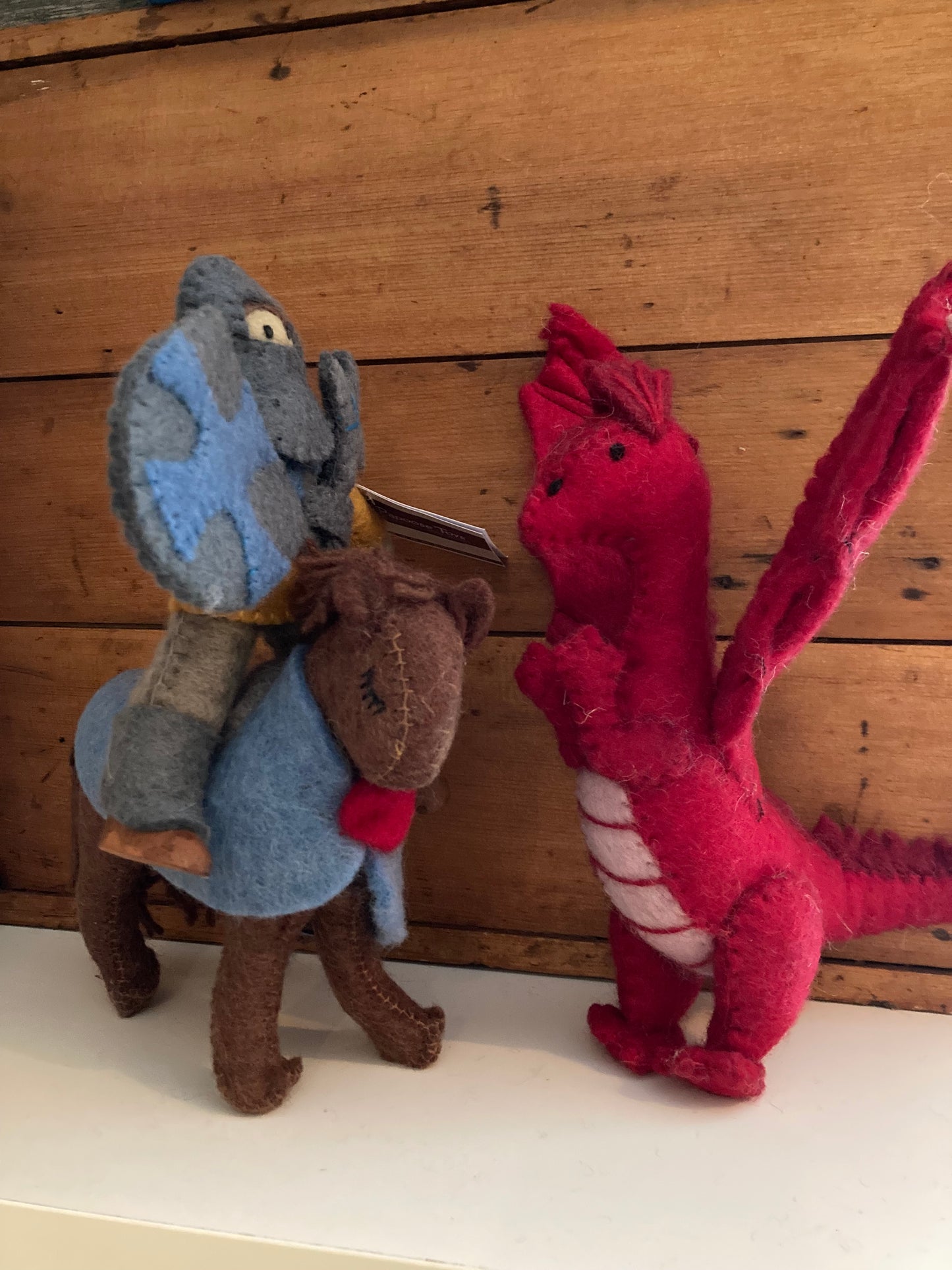 Dollhouse Soft Toy - Wool Felted DRAGON, Red