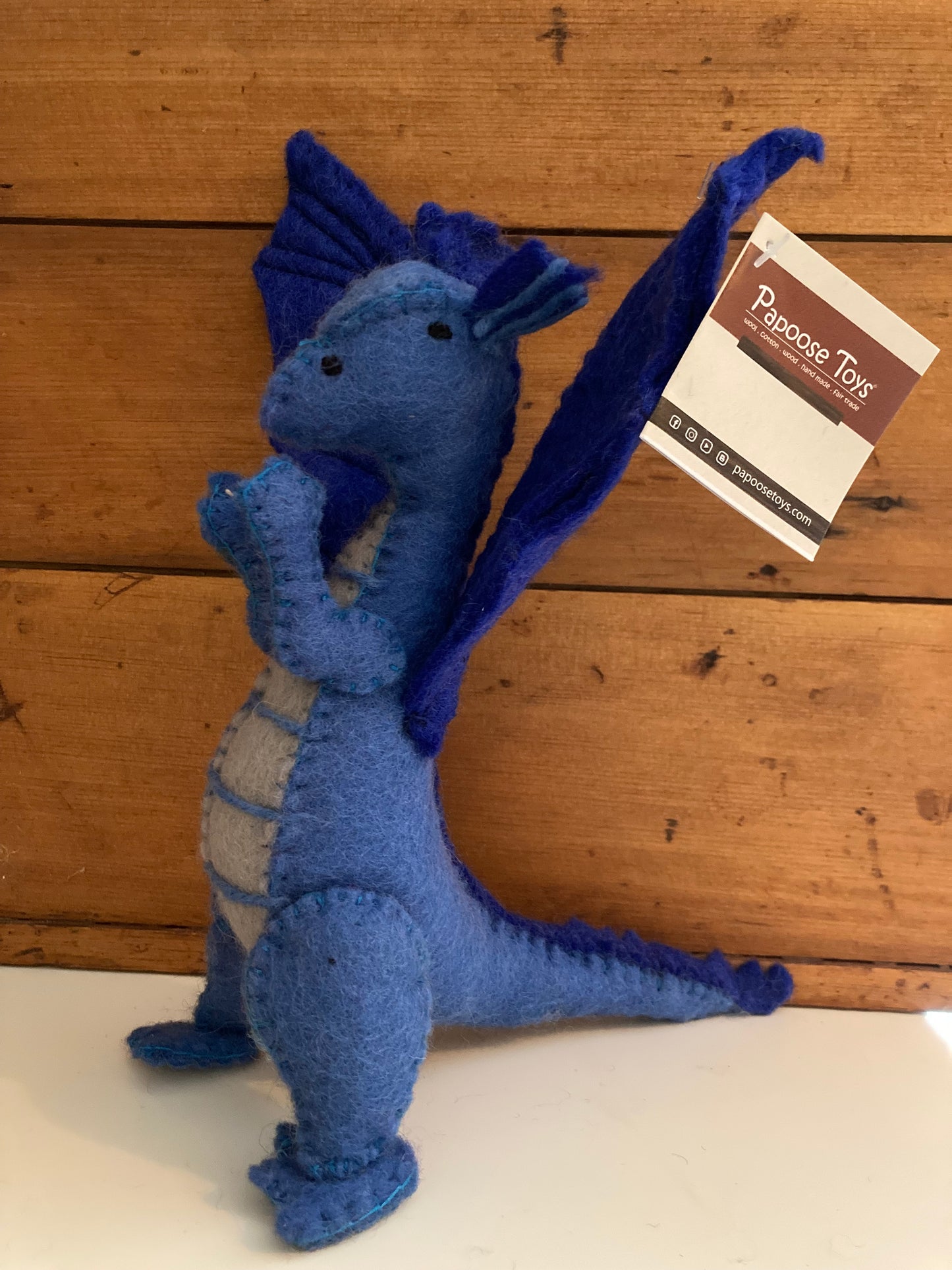 Dollhouse Soft Toy - Wool Felted DRAGON, Blue